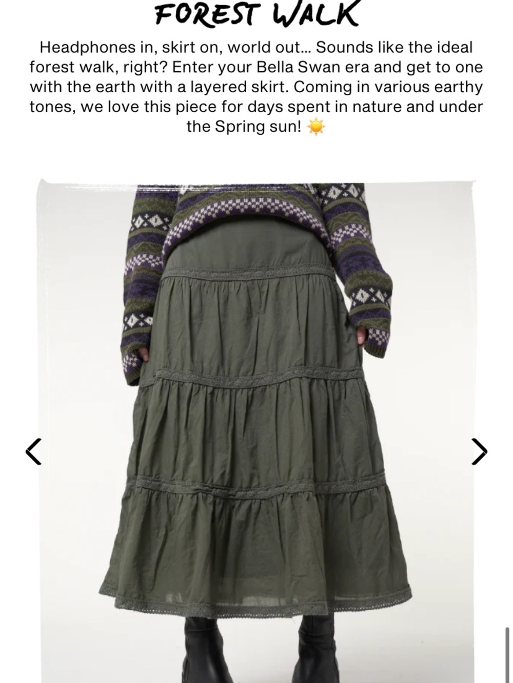 MINGA LONDON Olive Green Tiered Maxi Skirt